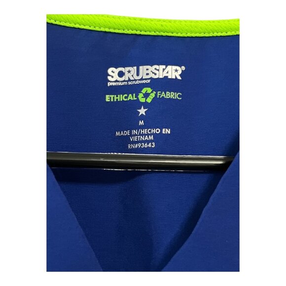 Scrubstar Women’s Size M Royal Sapphire Blue Active Scrub Top – Reflective Trim, - Picture 2 of 9